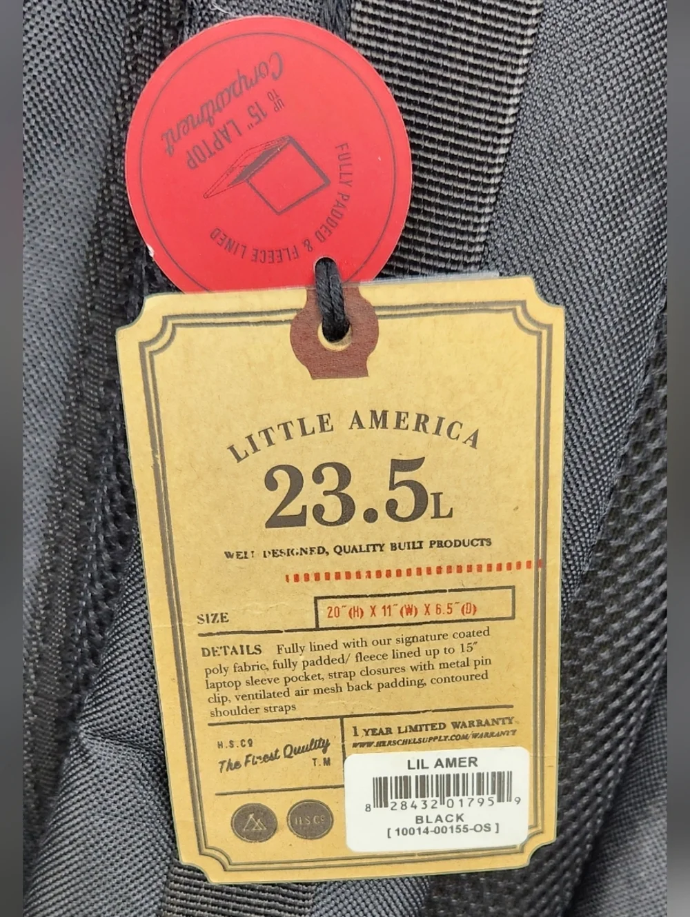 Herschel Supply Co BET Logo 23.5 L Black Travel Backpack.